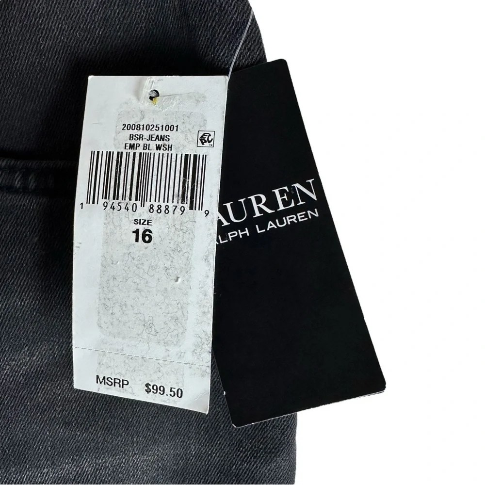 Lauren Ralph Lauren Faded Black High Rise Skinny  Stretch Jeans Size 16 33 Waist